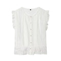 Women's vertical lace decoration sleeveless shirt