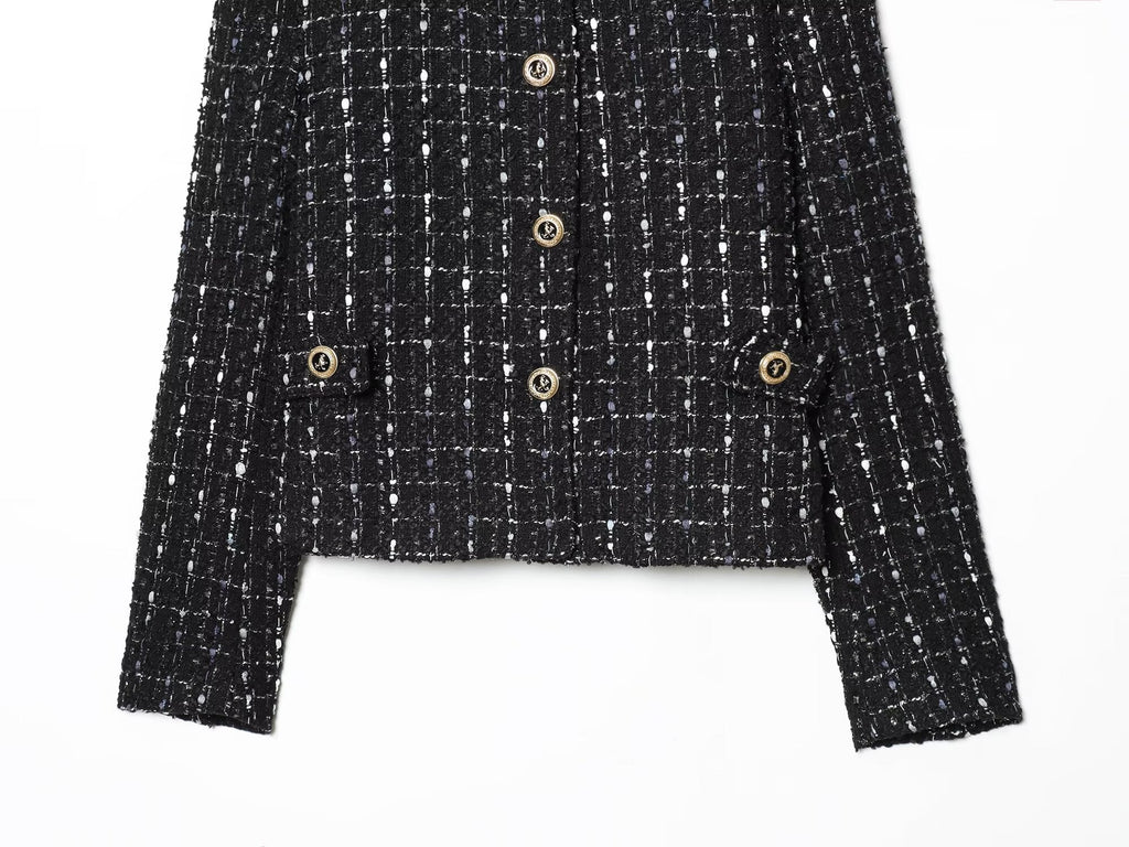 Women's standing collar metal line Blazer Coat