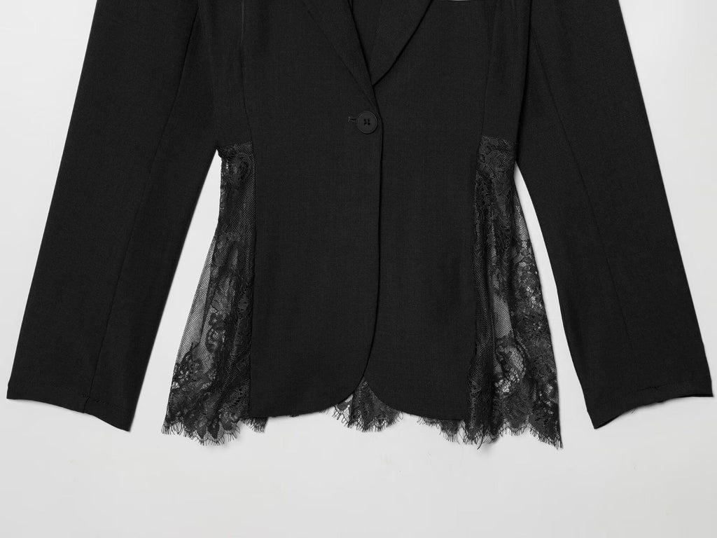 2026 Women's contrasting lace slim Blazer Coat