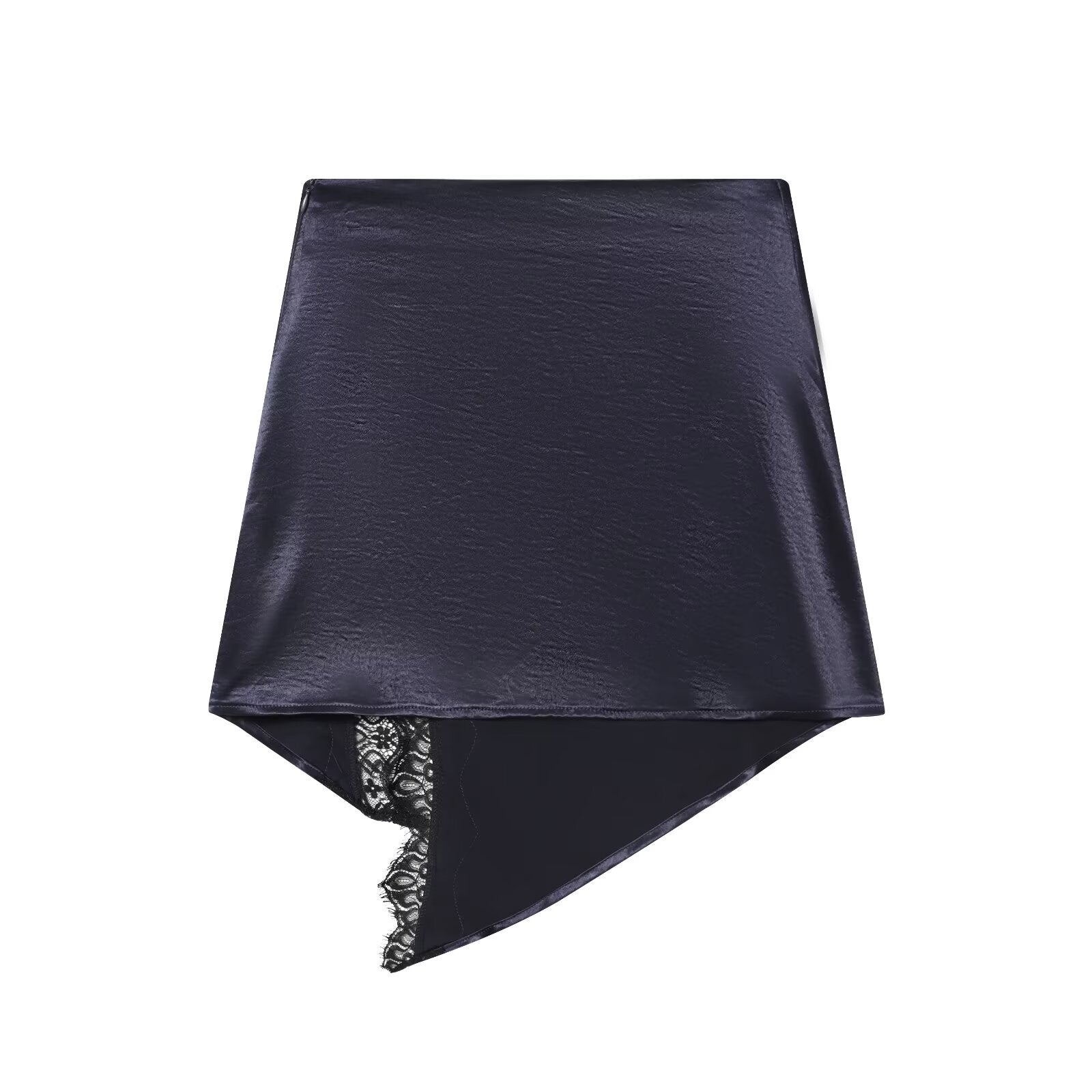 Women's satin textured patchwork lace mini skirt