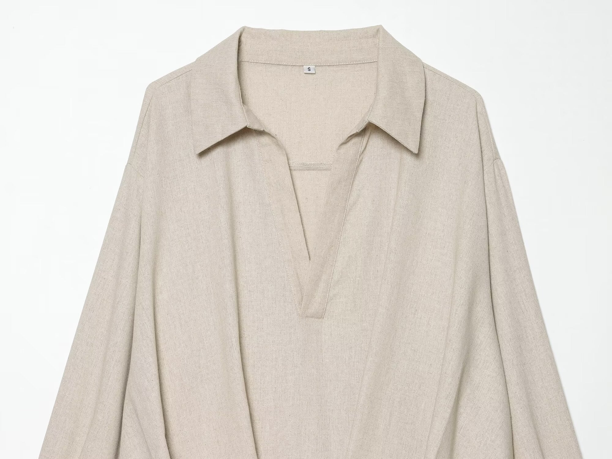 Women's fluffy hem linen blend shirt