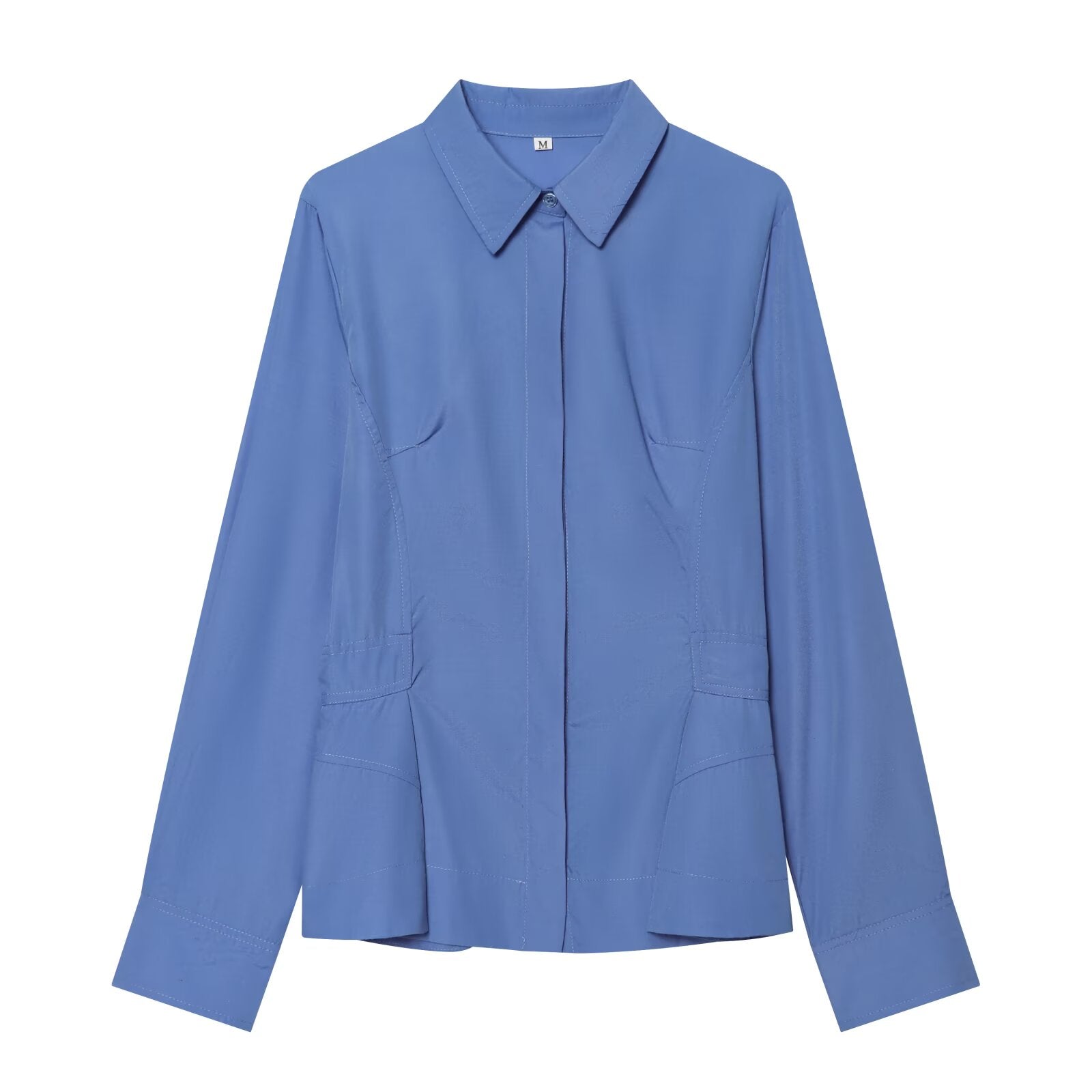 Women's short skirt style hemline poplin shirt
