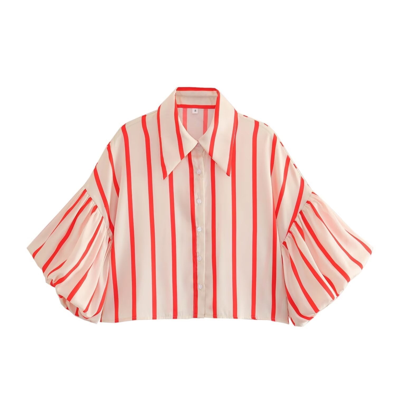 2026 Women's loose bubble sleeve printed shirt
