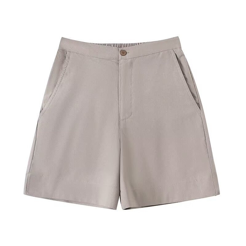 Women's casual straight linen blended shorts