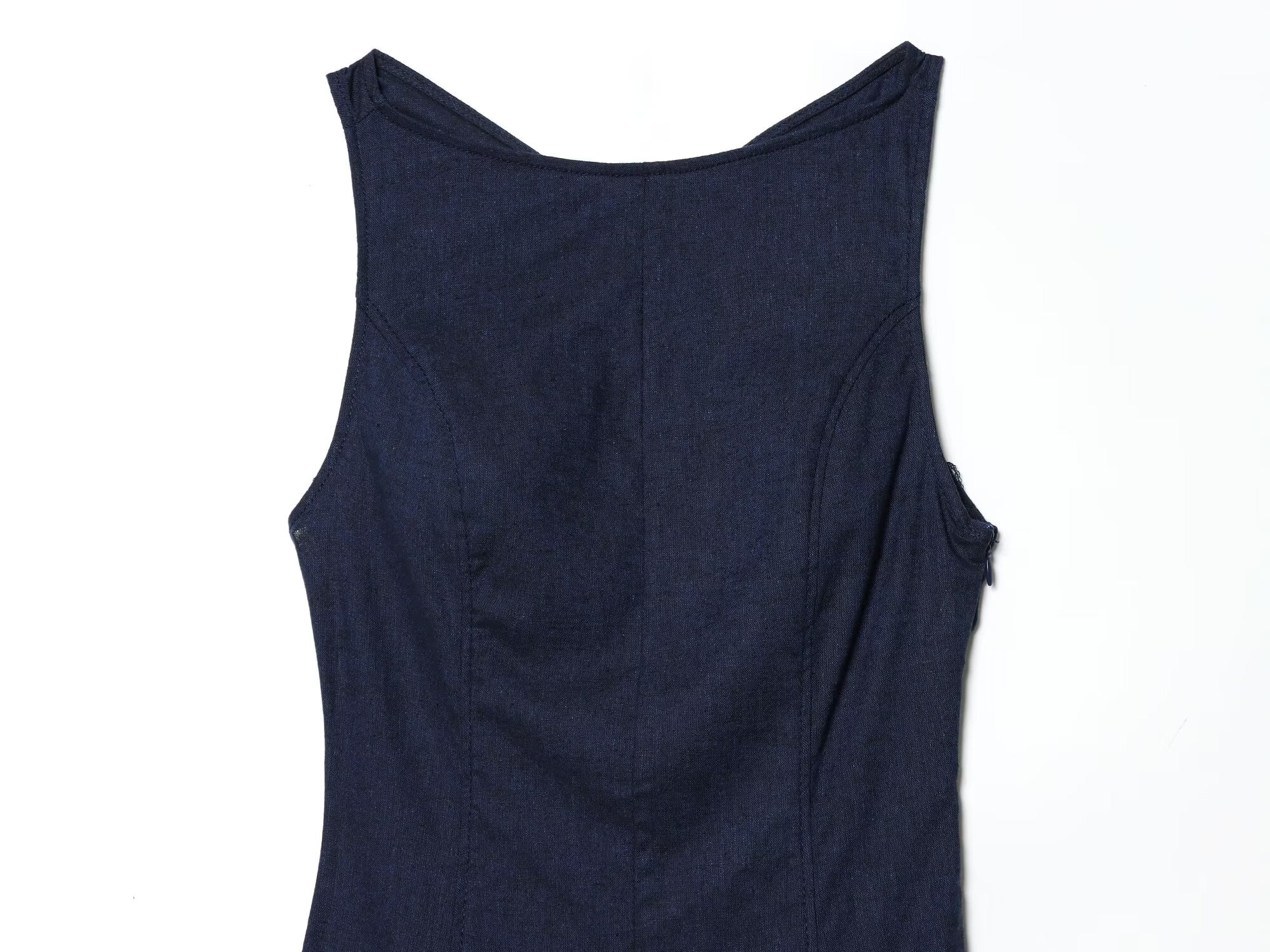 Women's backless linen blended MIDI dress