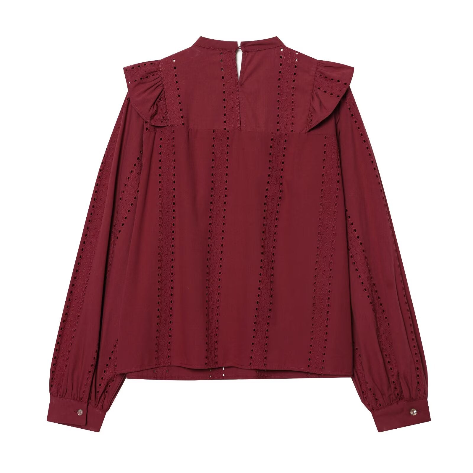 Women's casual hollowed out embroidered shirt