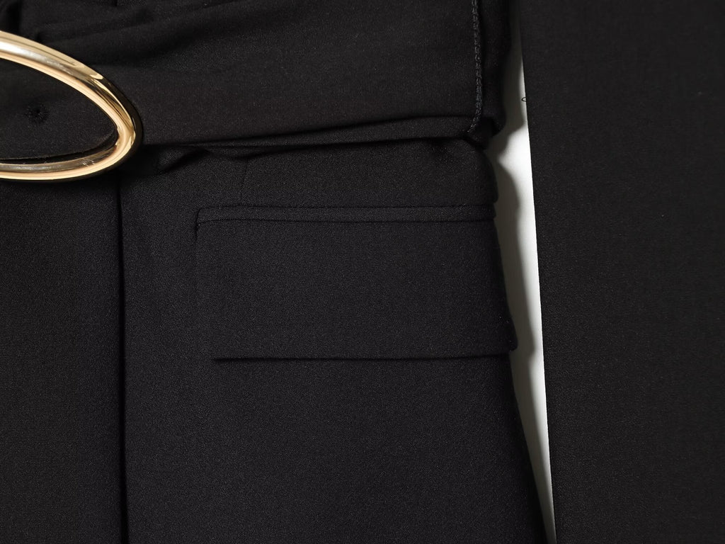suit Women's 2 pieces gold buckle belt decoration Blazer Coat +Pants