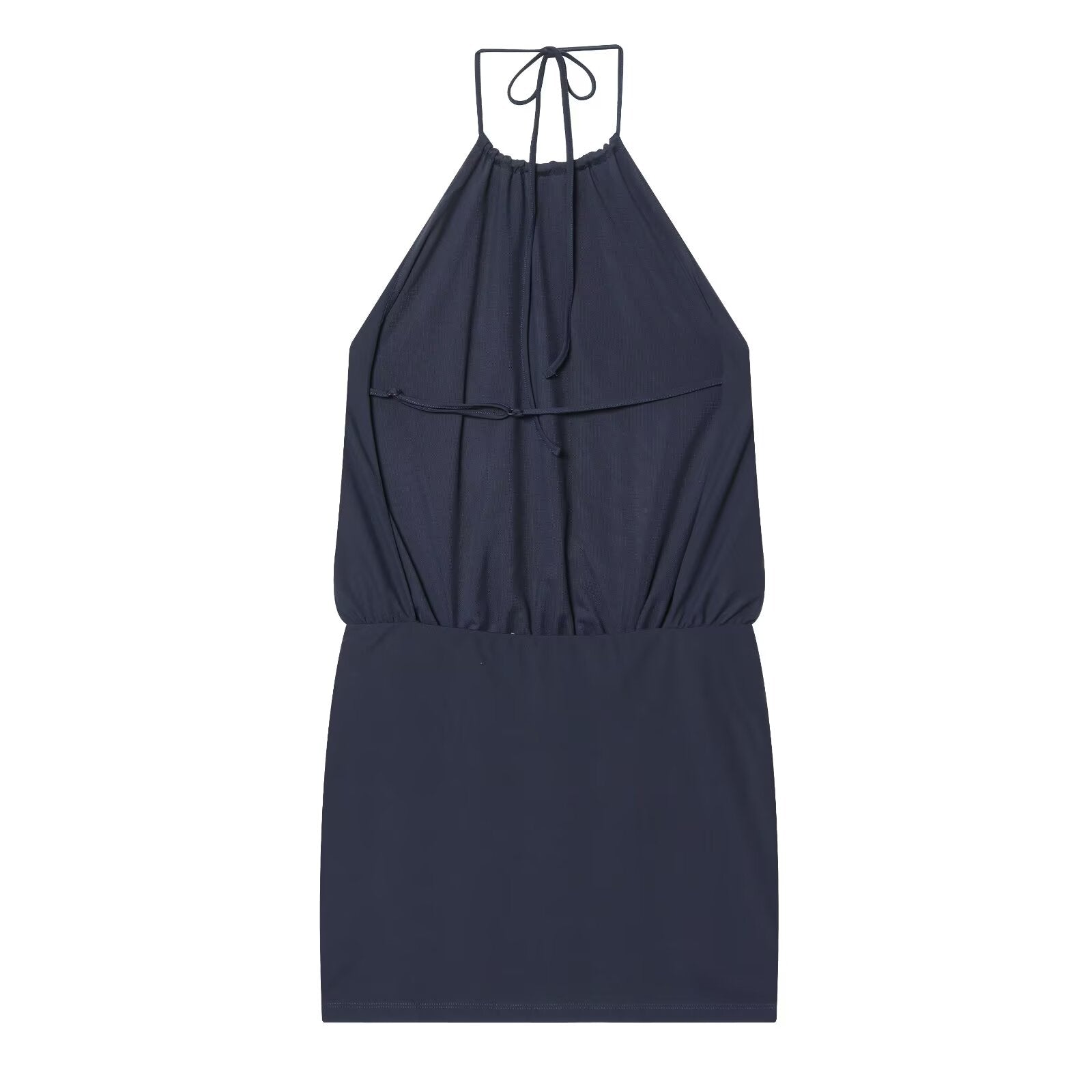 Women's backless draped halter neck dress