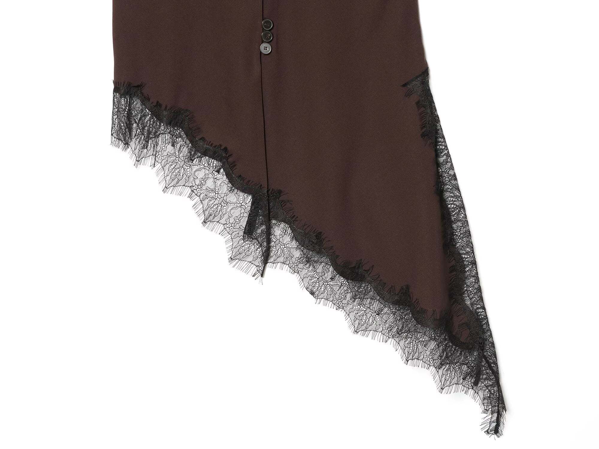 Women's lace decoration V-neck asymmetrical top