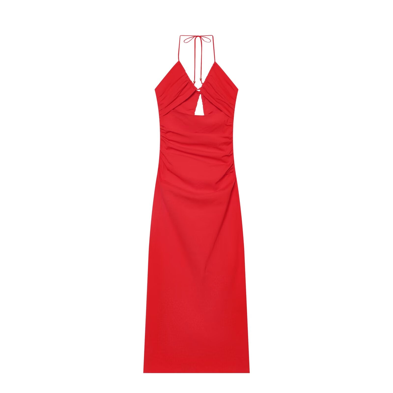 Women's straight pleated halter neck dress