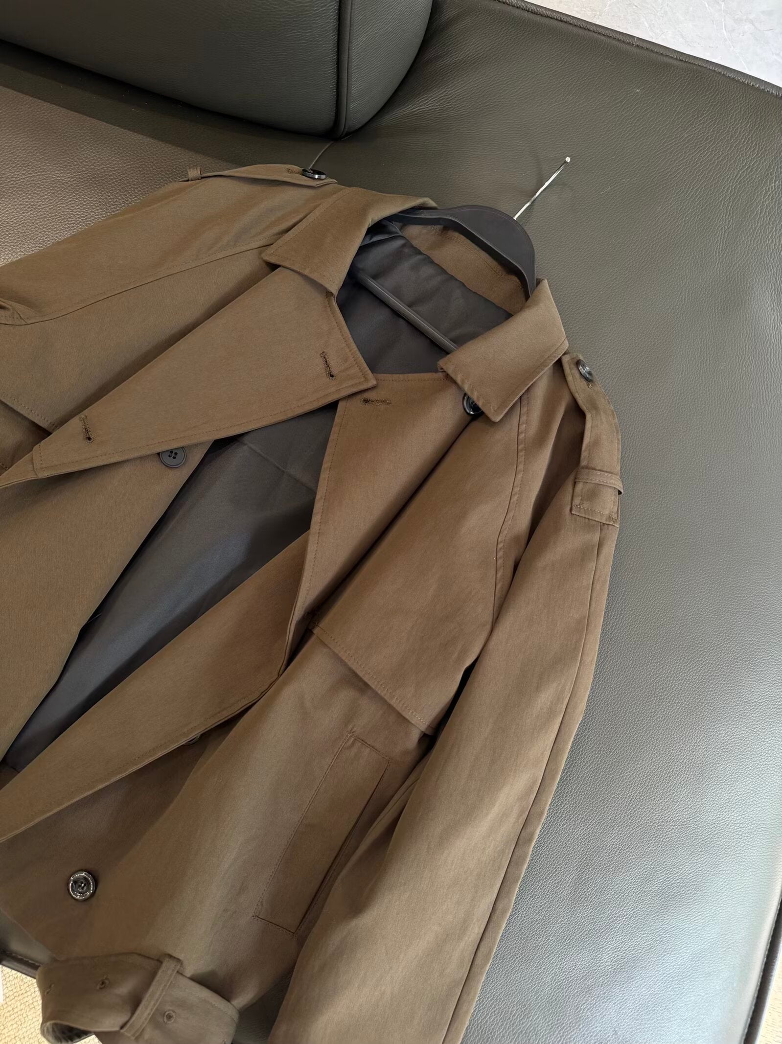 Women's New Fashion With Belt Short Double breasted Windbreaker Coat
