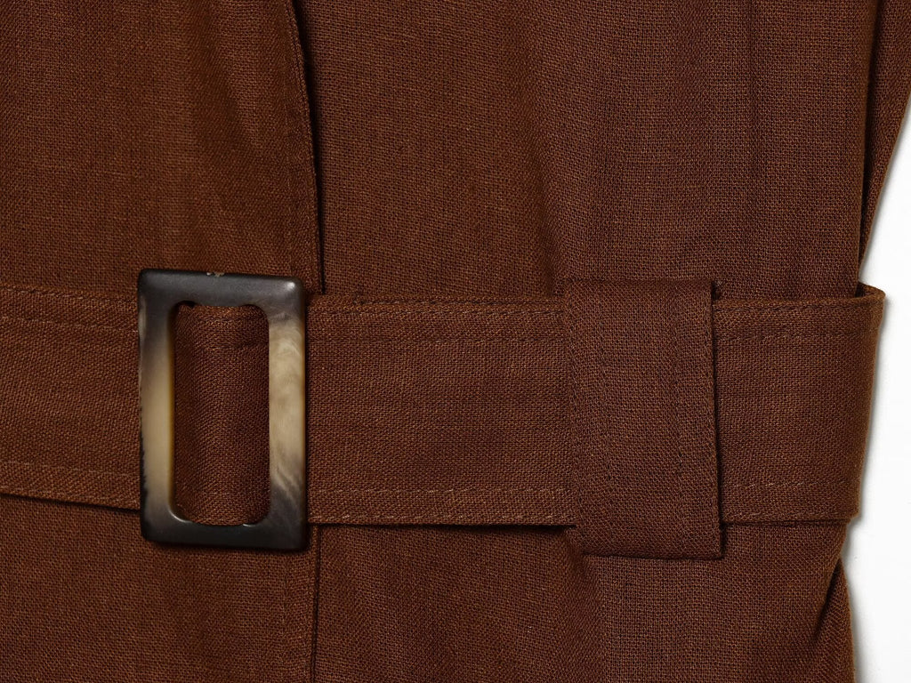 Women's With Belt sleeveless linen blend dress