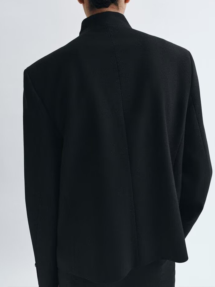 Women's breasted decorative high neck Blazer Coat