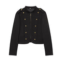 Women's gold button decoration slim Blazer Coat