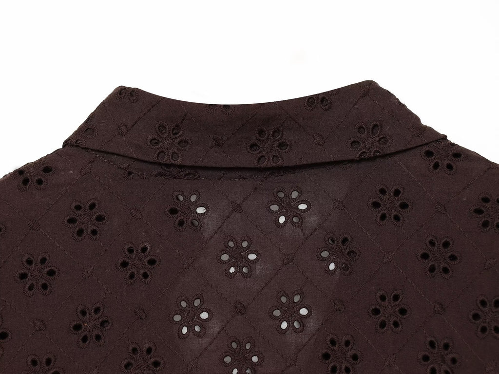 suit Women's 2 pieces hollowed out embroidered shirt+Pants+Skirts